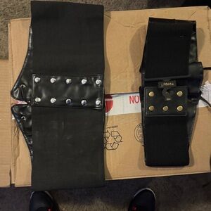 Black Elastic Waist Belt with Stud Accents